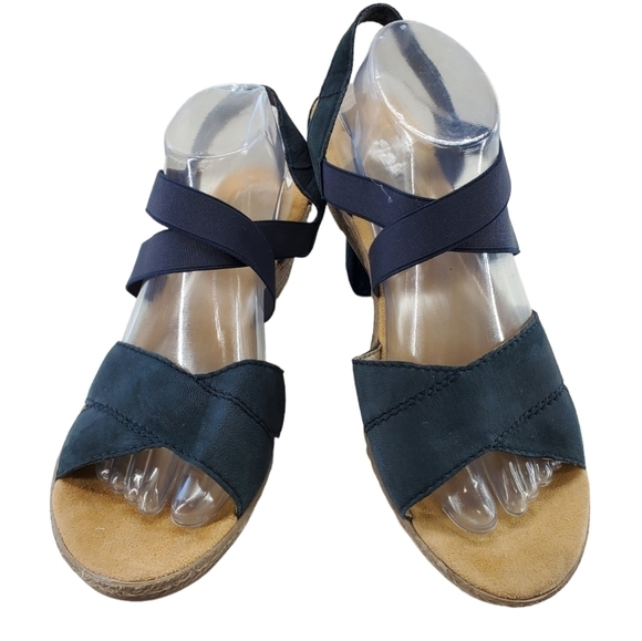 Rieker Sandals Ws Sz 41 US 9.5 Gray Tan Strappy Slip On Wedge Casual Luxury NWOT - Picture 4 of 15